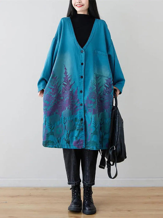 Flower Print Long Coat