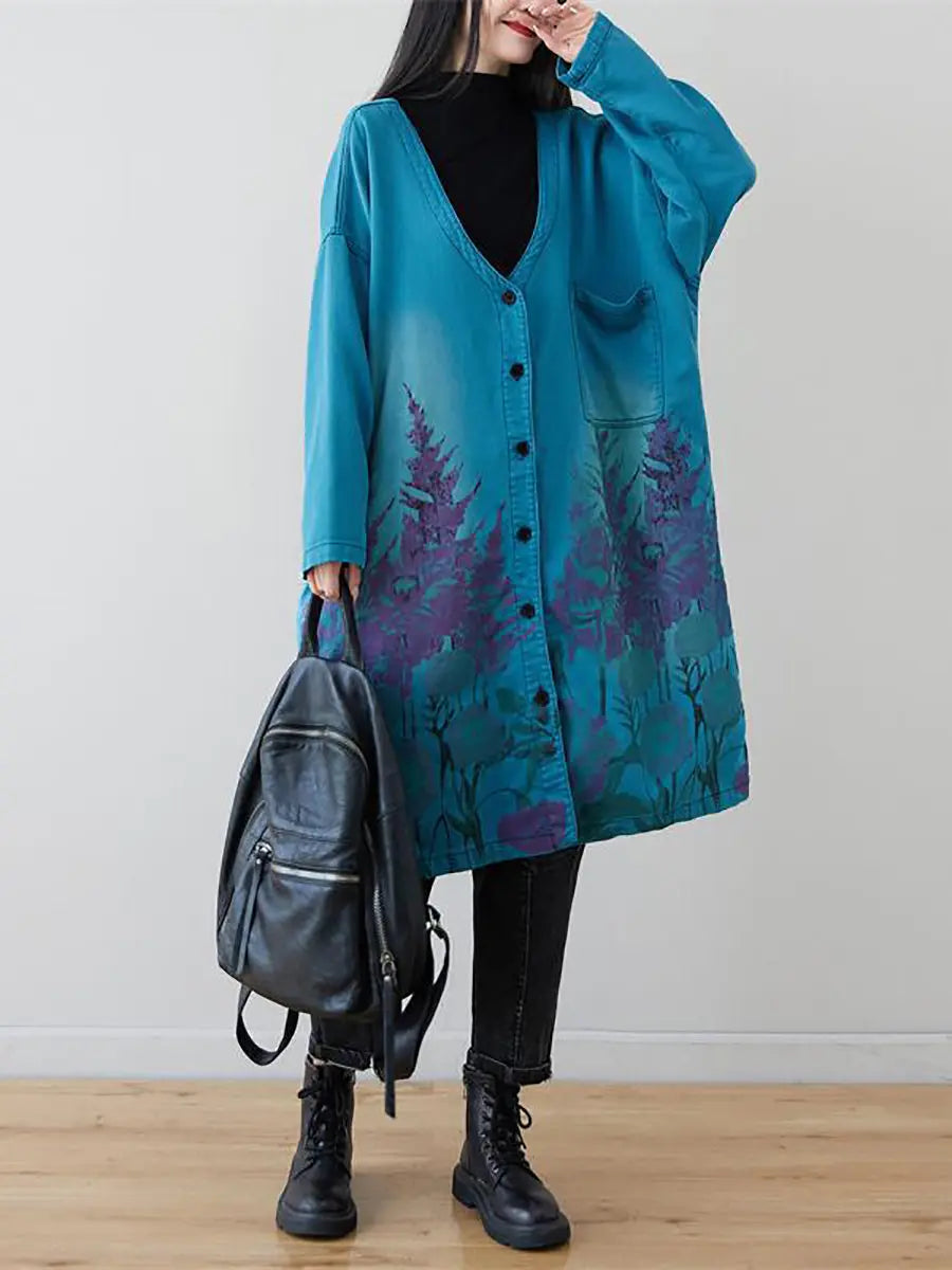 Flower Print Long Coat