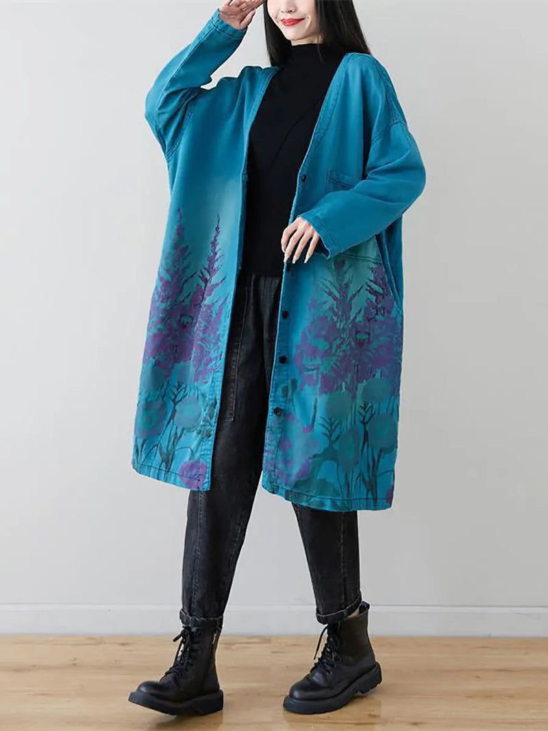 Flower Print Long Coat