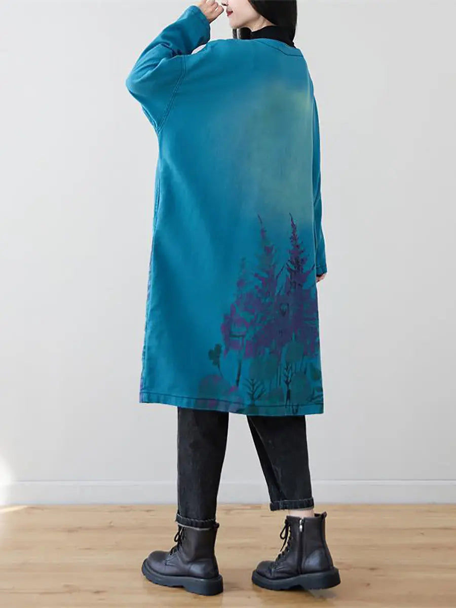 Flower Print Long Coat