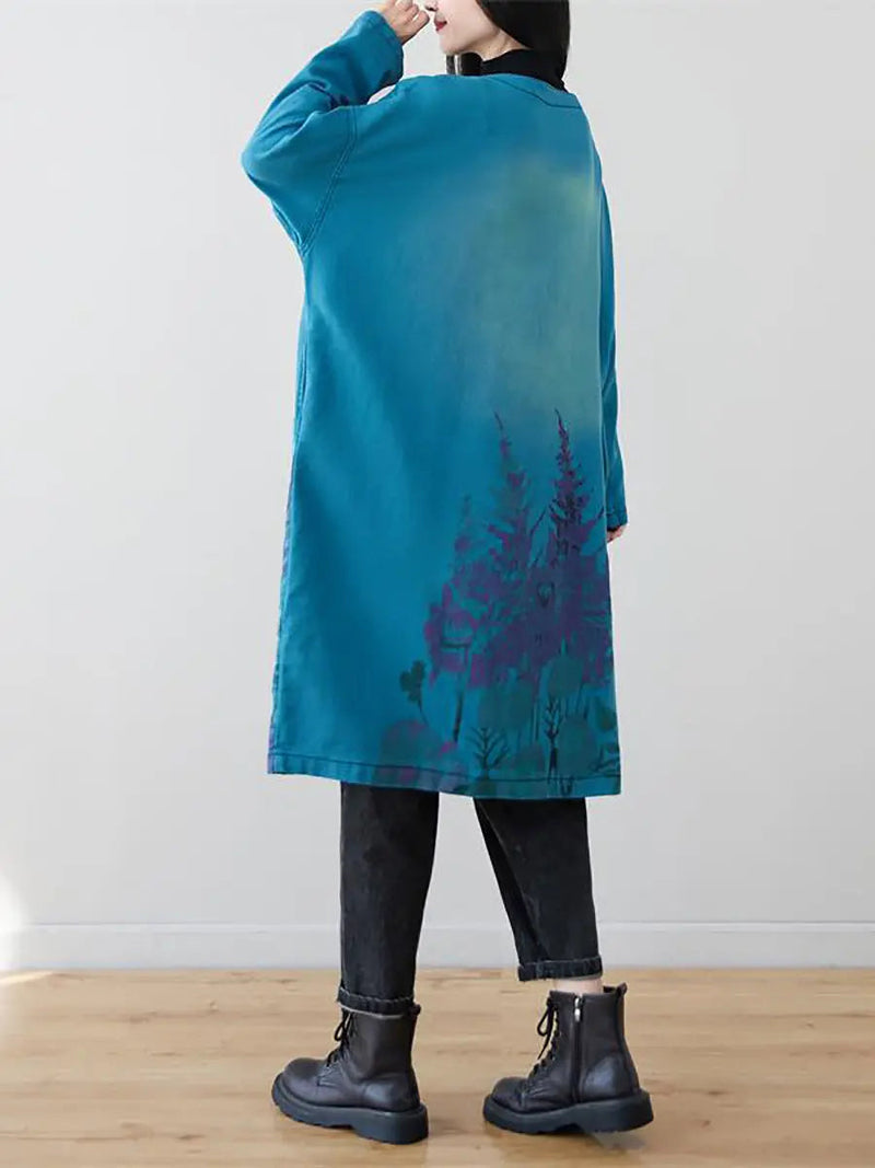 Flower Print Long Coat
