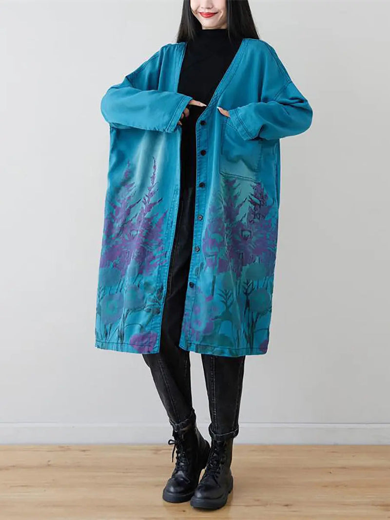 Flower Print Long Coat