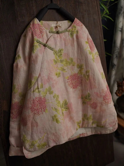 Flower Linen Padded Coat