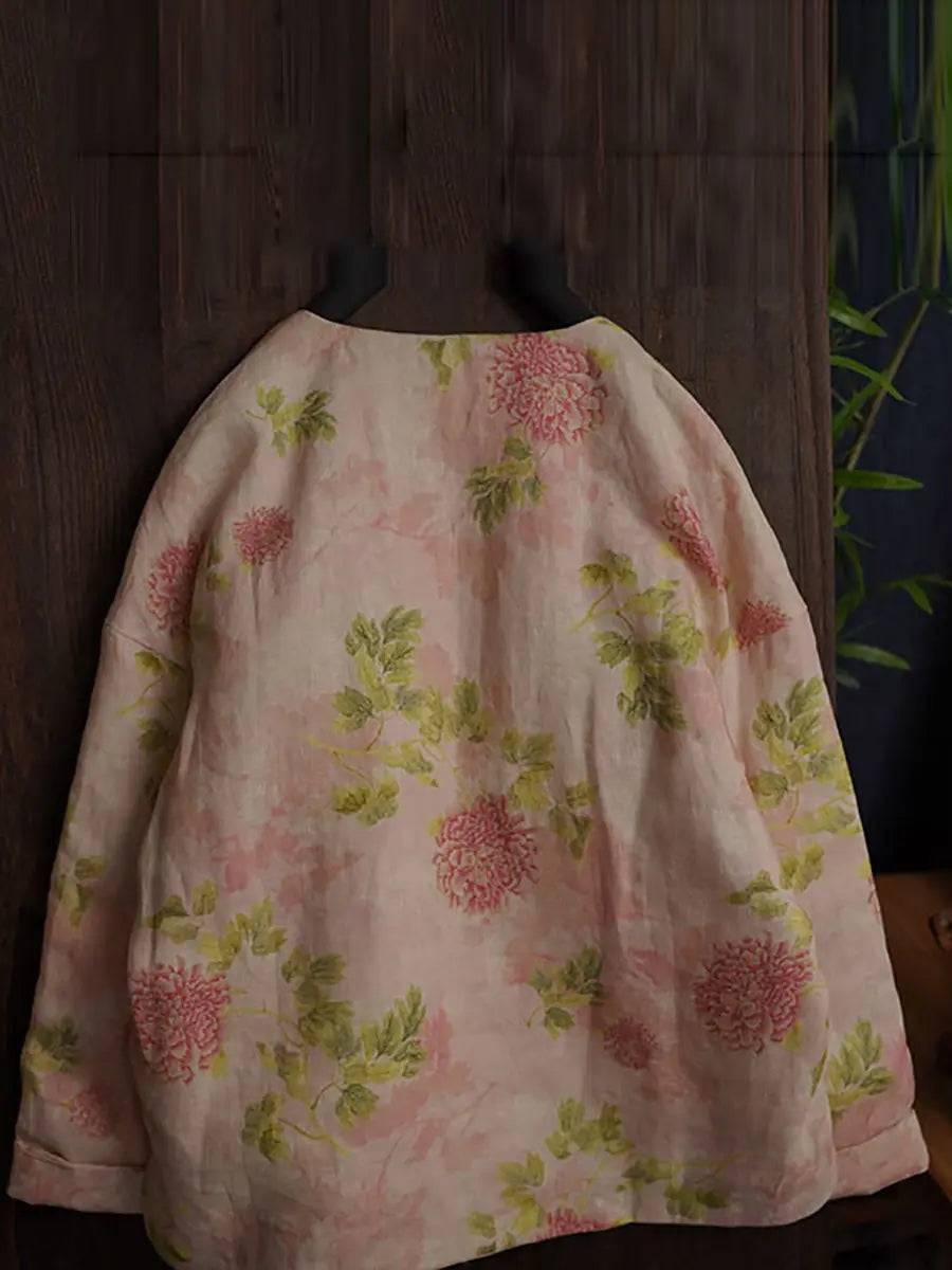 Flower Linen Padded Coat