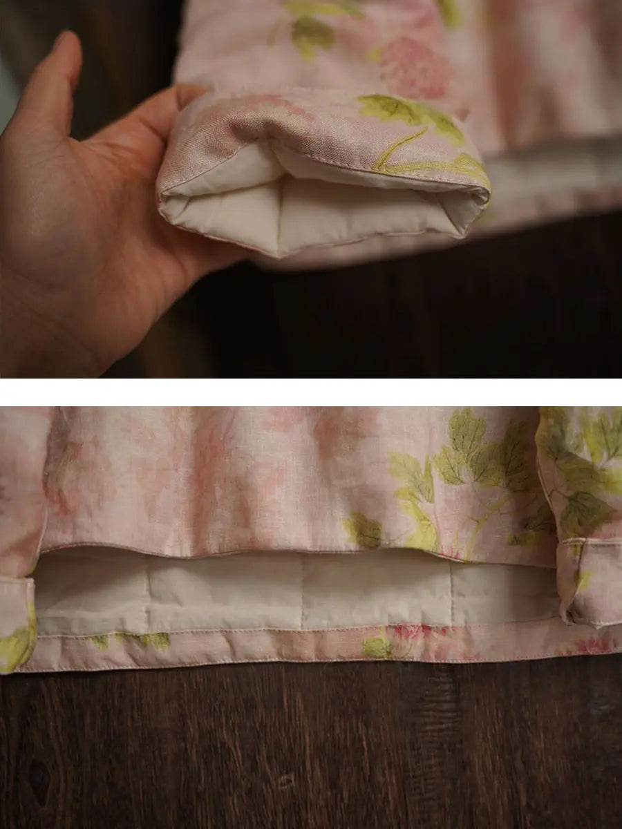 Flower Linen Padded Coat