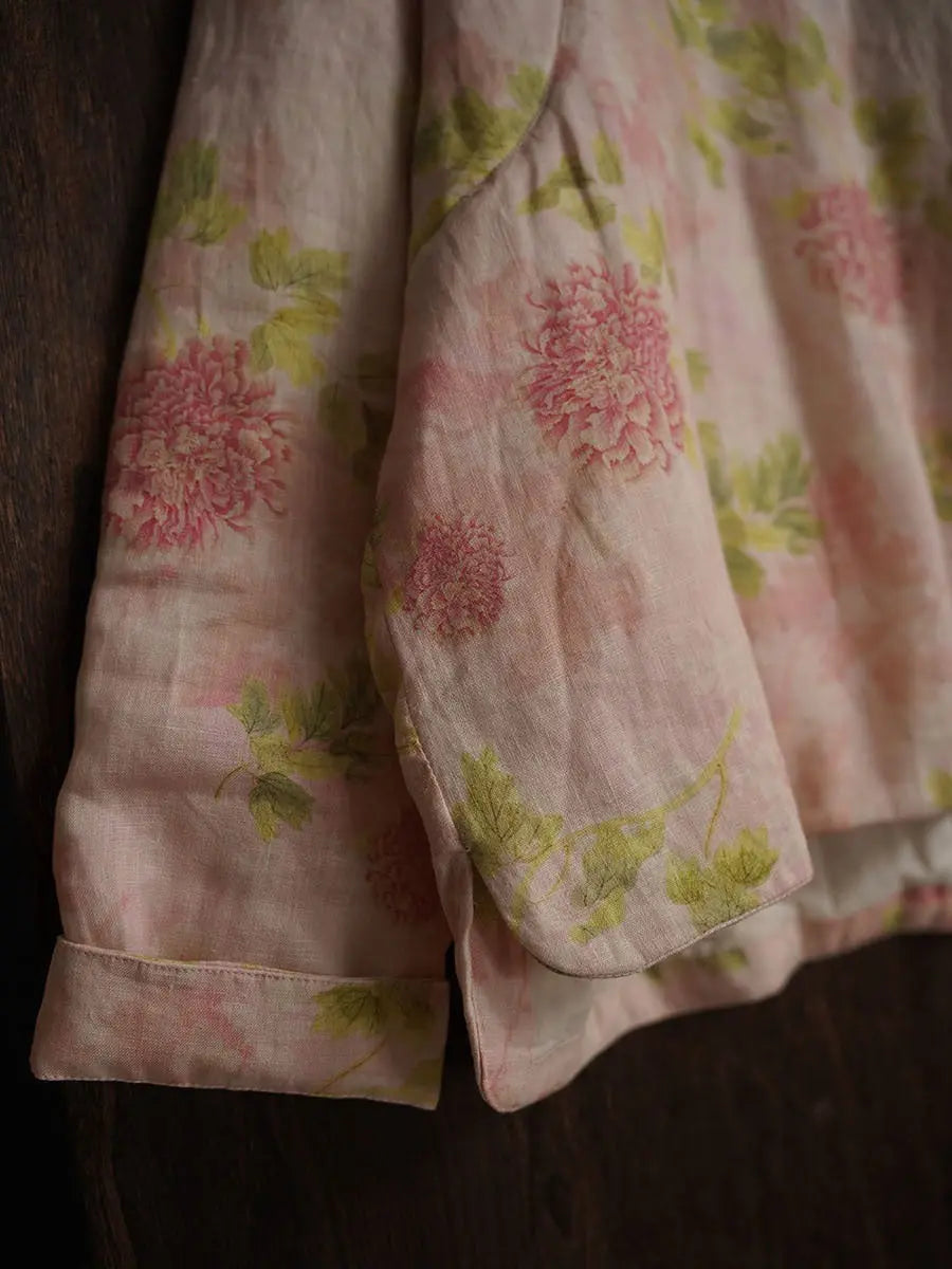 Flower Linen Padded Coat