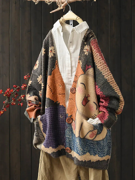 Cat Knitted Warm Sweater