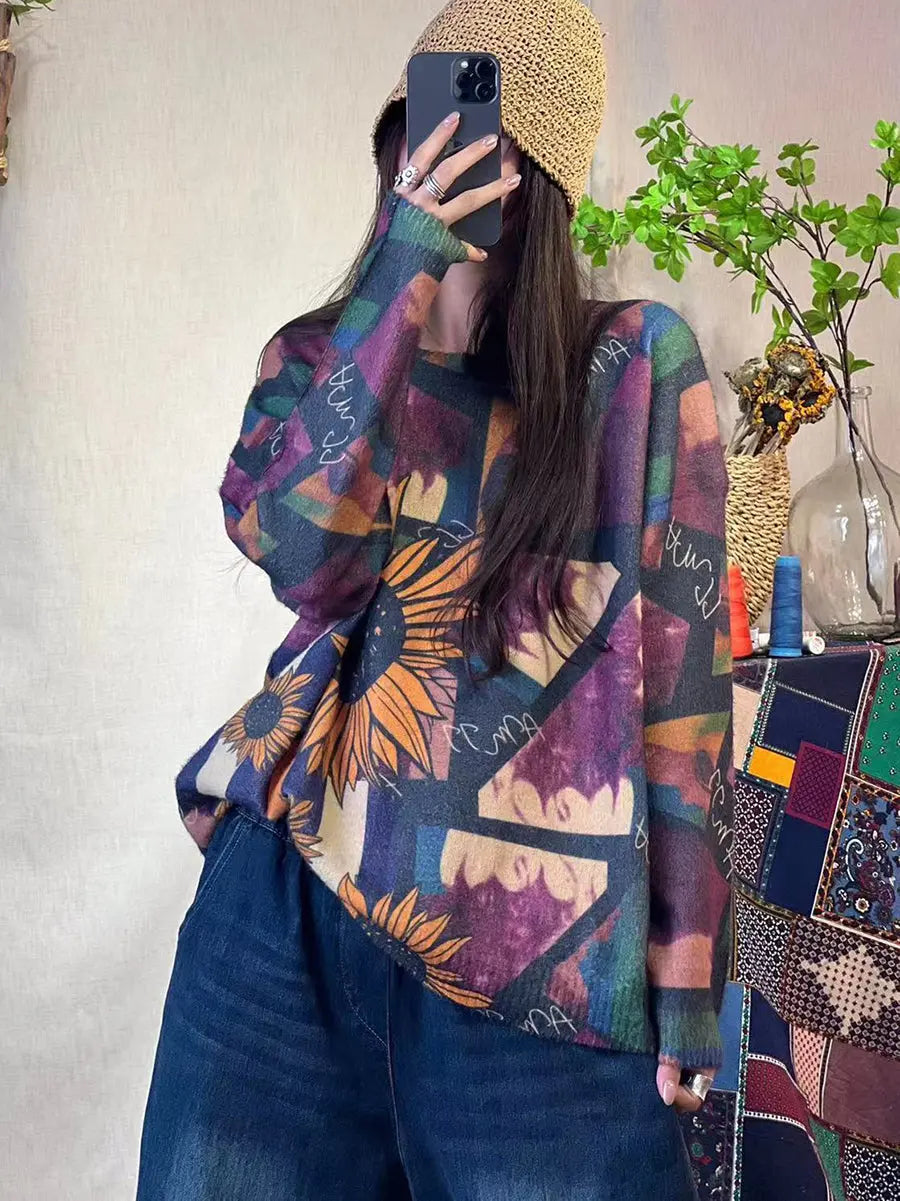 Print Knitted Sweater