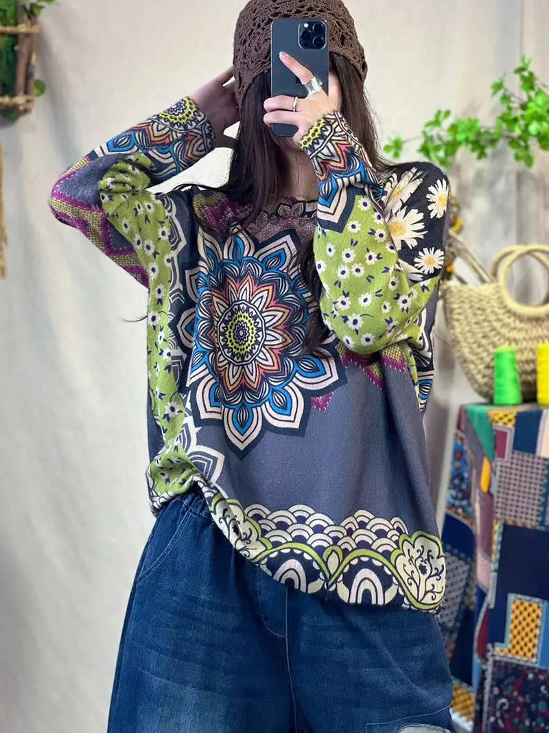 Print Knitted Sweater