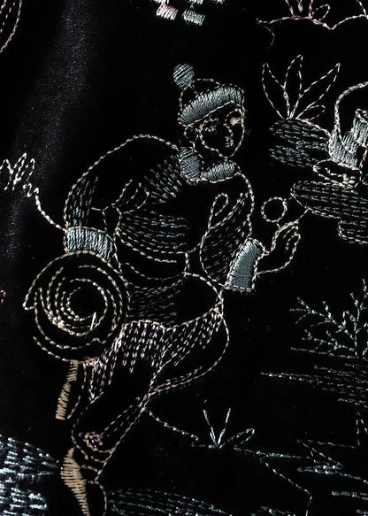 Embroidered Button Silk Velour Waistcoat