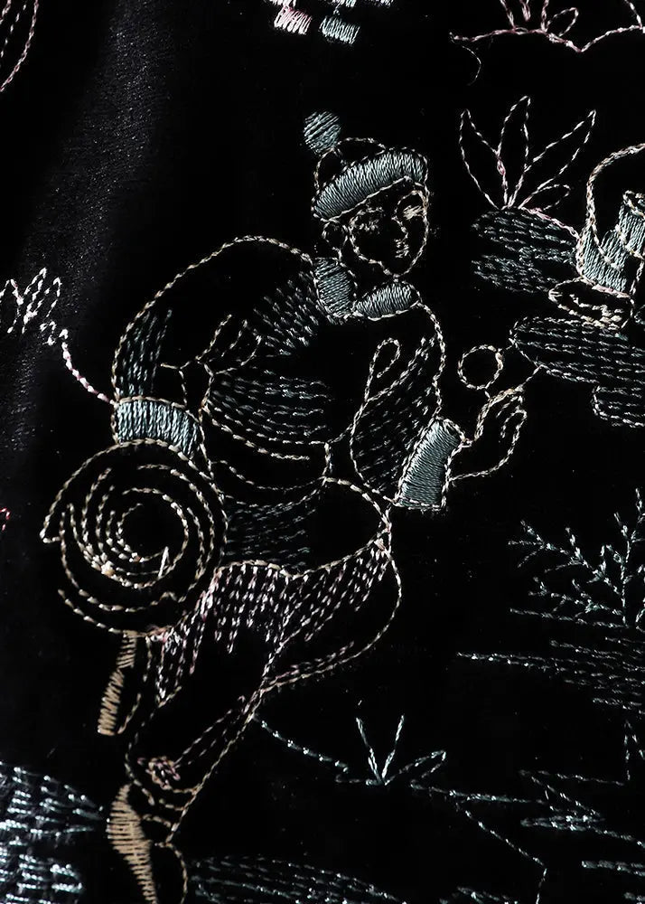 Embroidered Button Silk Velour Waistcoat