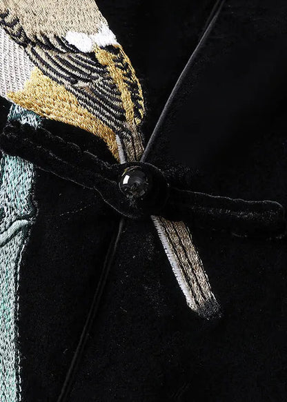 Embroidered Button Silk Velour Waistcoat Sleeveless