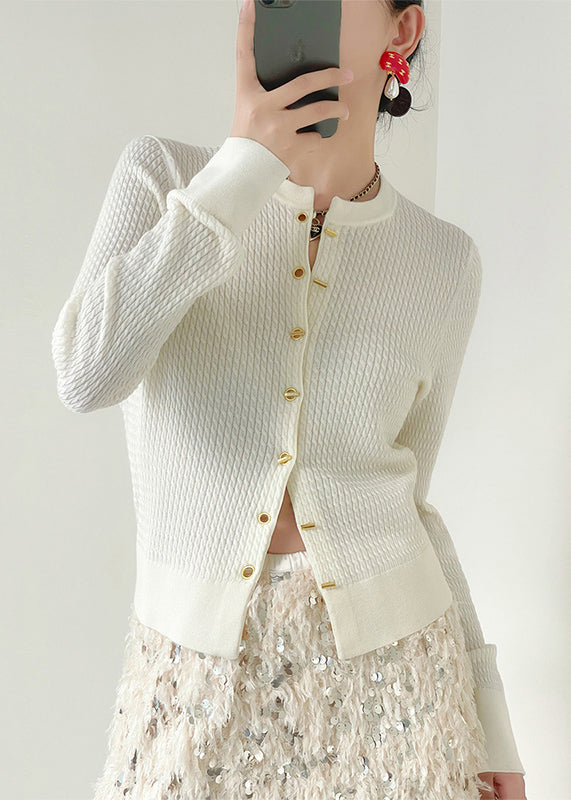 Black O Neck Button Patchwork Knit Cardigan Fall Tu040