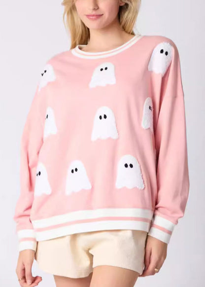 Black O Neck Character Cotton Sweatshirts Long Sleeve Ae1037