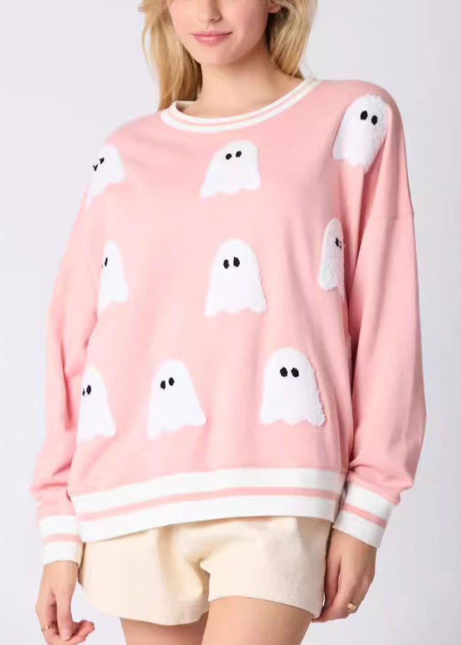 Black O Neck Character Cotton Sweatshirts Long Sleeve Ae1037