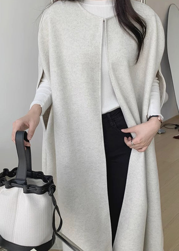 Black Oversized Pockets Woolen Coats Sleeveless Tz019