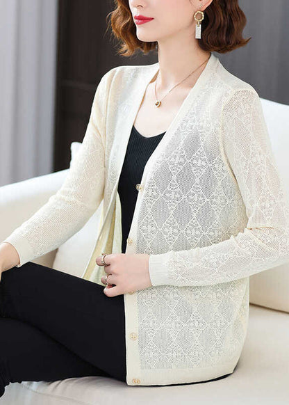 Blue V Neck Ice Silk Knit Loose Coat Fall Qo038