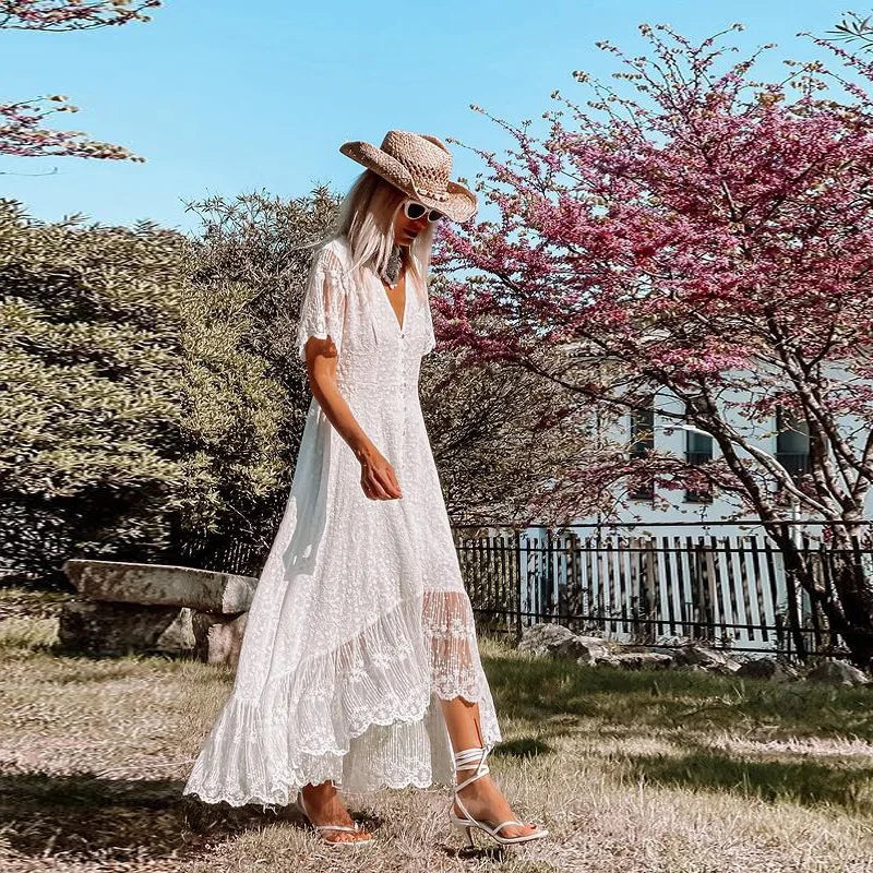 Spaghetti Strap Lace Beach Maxi Dress