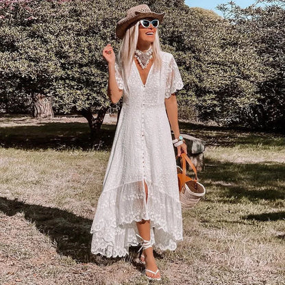 Spaghetti Strap Lace Beach Maxi Dress