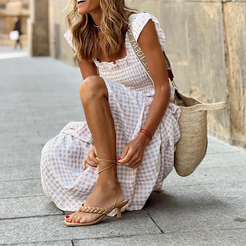 Pleated Sleeveless Maxi Dress for Y2k Dress