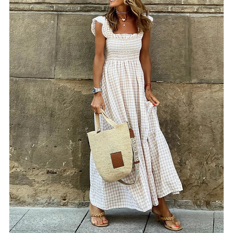 Pleated Sleeveless Maxi Dress for Y2k Dress