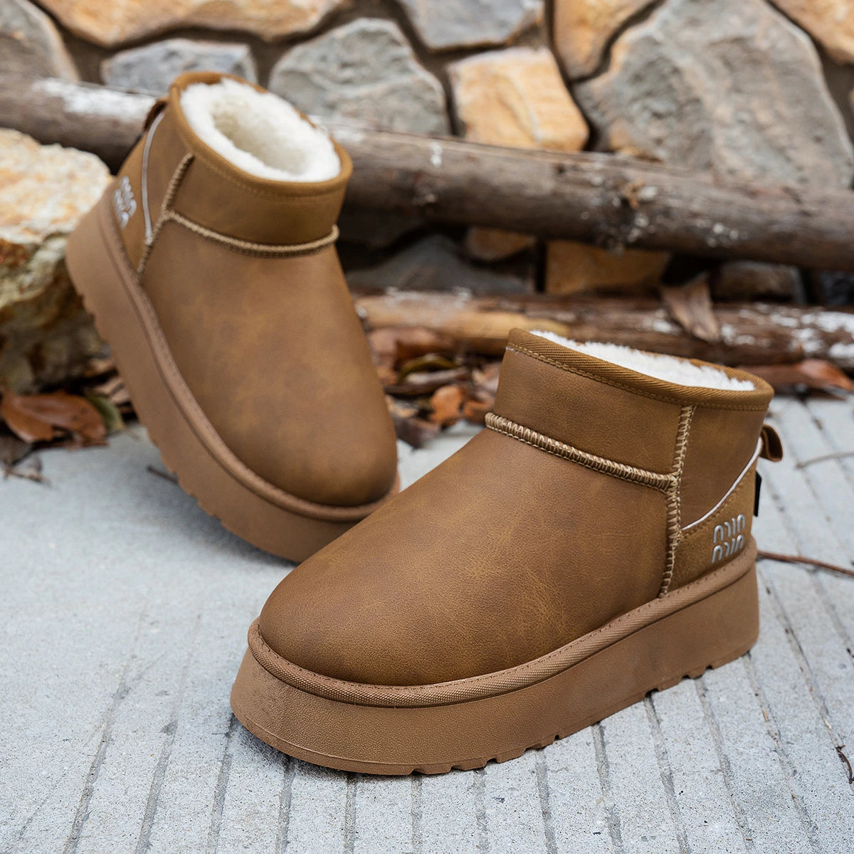 Boots Winter Short Plush Warm Snow Boots Flat Shoes New Comfortable Chelsea Ankle Boots Botas De Mujer