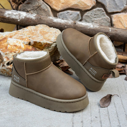 Boots Winter Short Plush Warm Snow Boots Flat Shoes New Comfortable Chelsea Ankle Boots Botas De Mujer