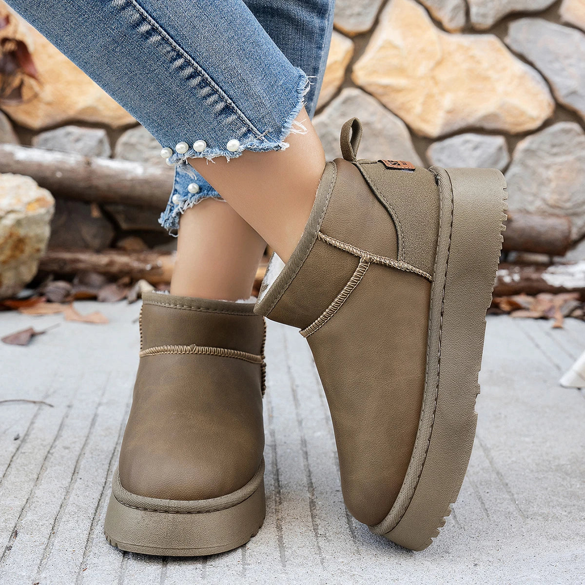 Short Plush Warm Flat Comfortable Chelsea Ankle Snow Boot