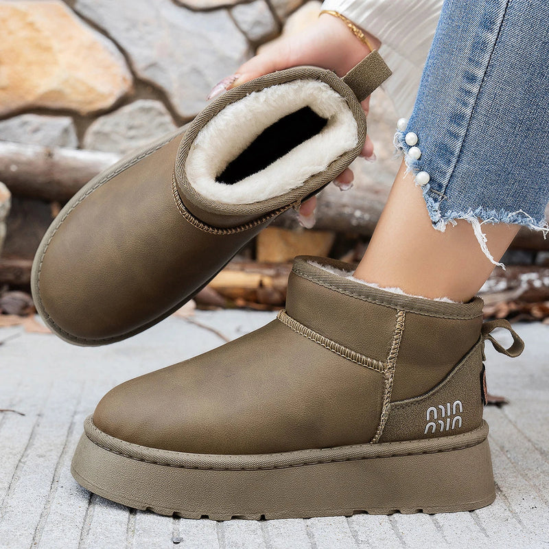 Boots Winter Short Plush Warm Snow Boots Flat Shoes New Comfortable Chelsea Ankle Boots Botas De Mujer
