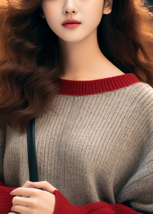 Camel O Neck Thick Patchwork Knit Sweaters Winter Wx002