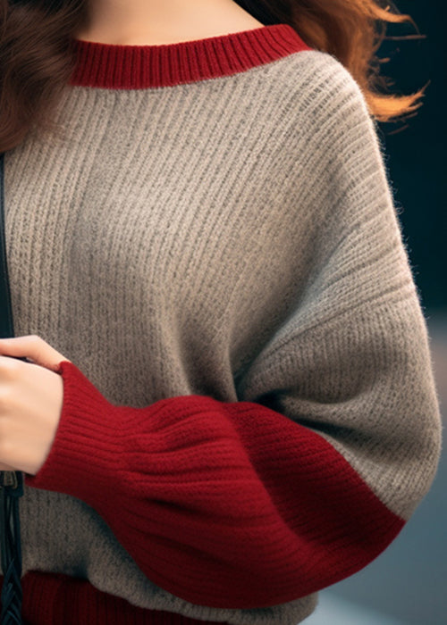 Camel O Neck Thick Patchwork Knit Sweaters Winter Wx002