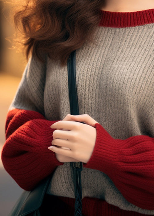 Camel O Neck Thick Patchwork Knit Sweaters Winter Wx002