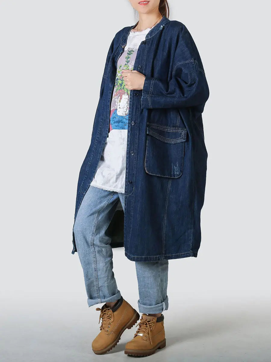 Spliced Loose Demin Coat