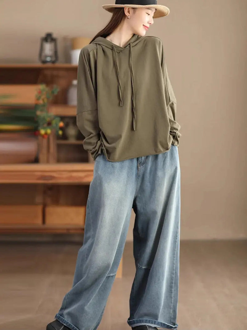 Washed Denim Loose Pants