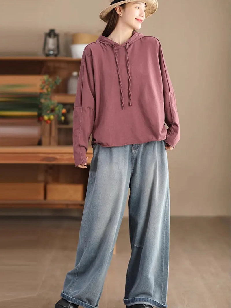 Washed Denim Loose Pants