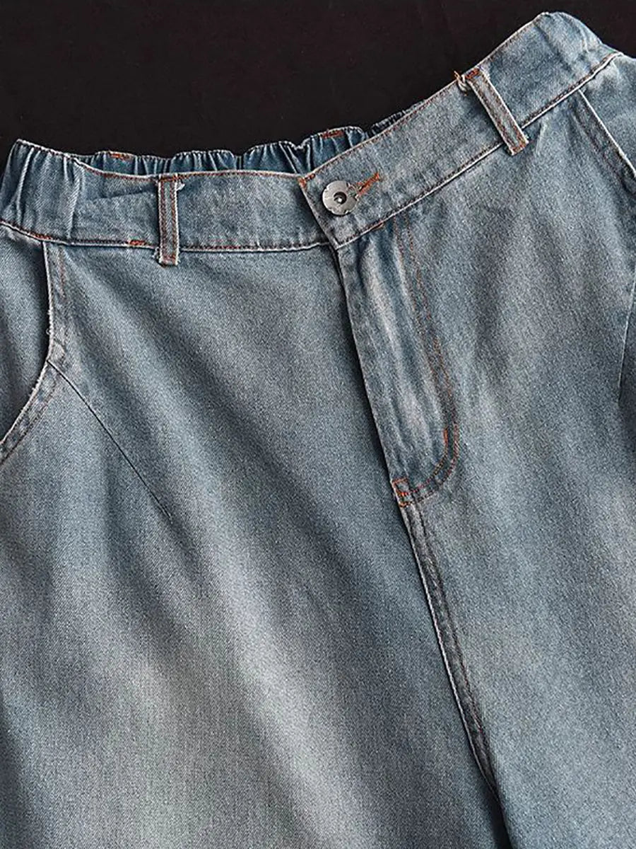 Washed Denim Loose Pants