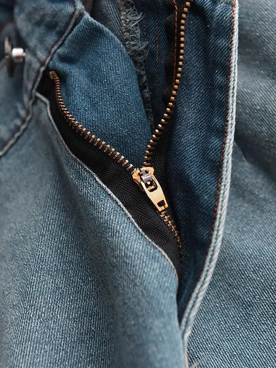 Washed Denim Loose Pants