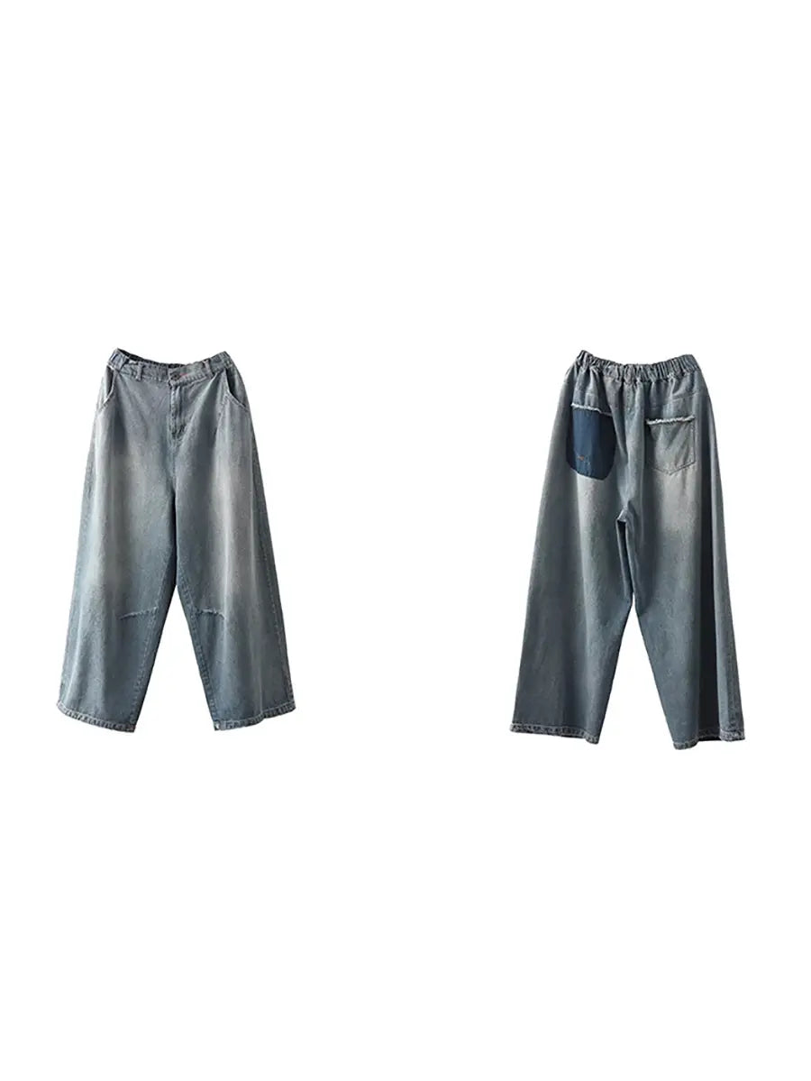 Washed Denim Loose Pants