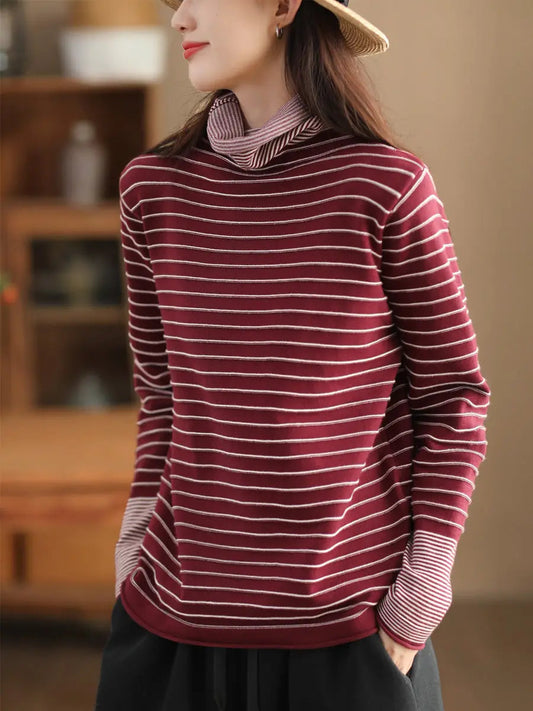 Spliced Turtleneck Warm Sweatshirt