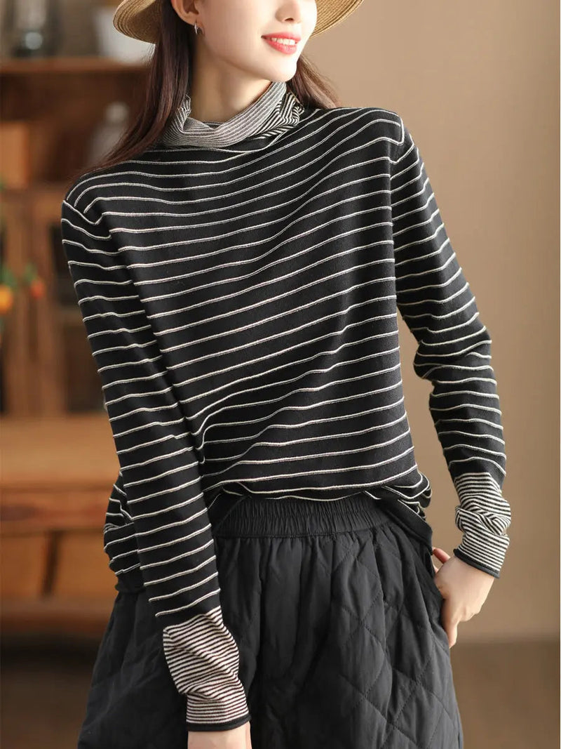 Spliced Turtleneck Warm Sweatshirt