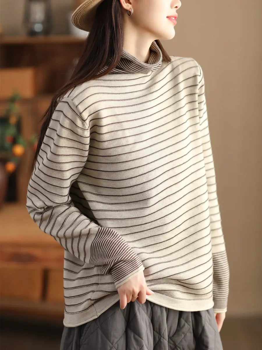 Spliced Turtleneck Warm Sweatshirt