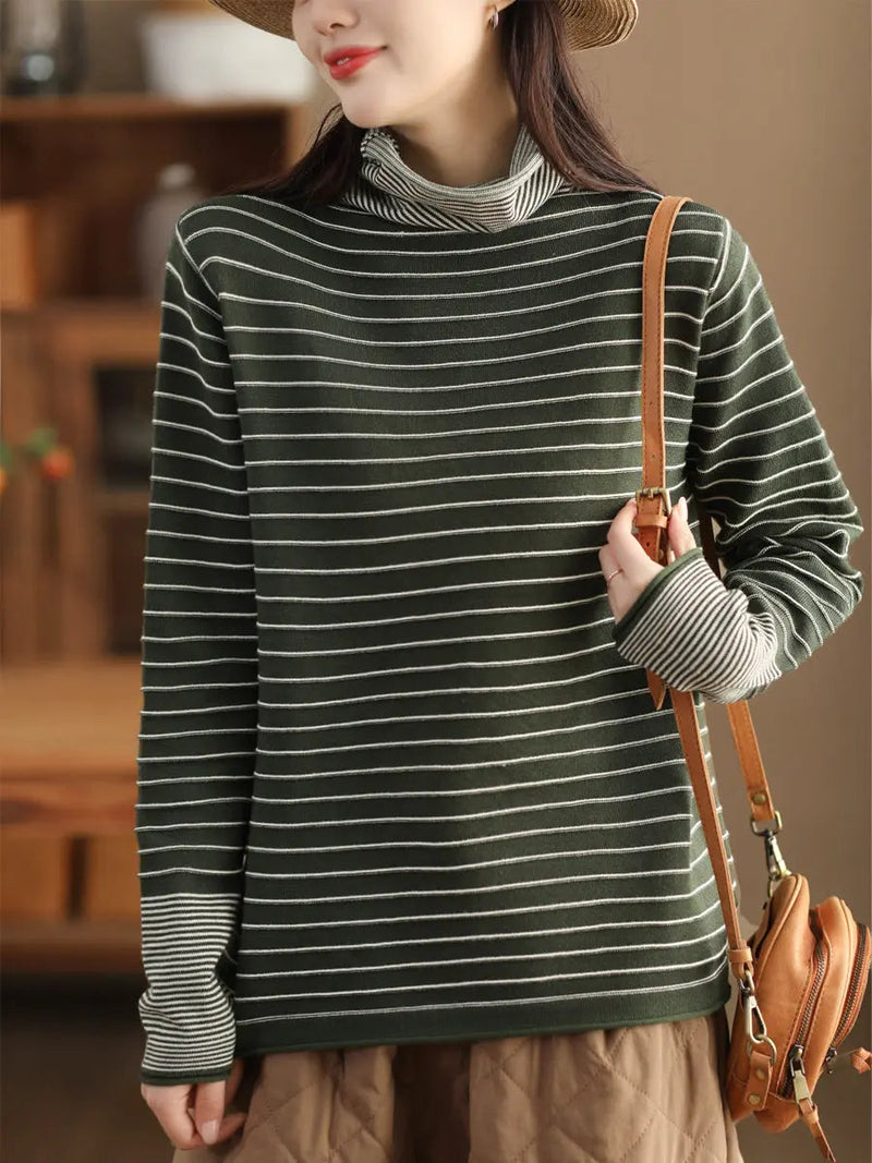 Spliced Turtleneck Warm Sweatshirt