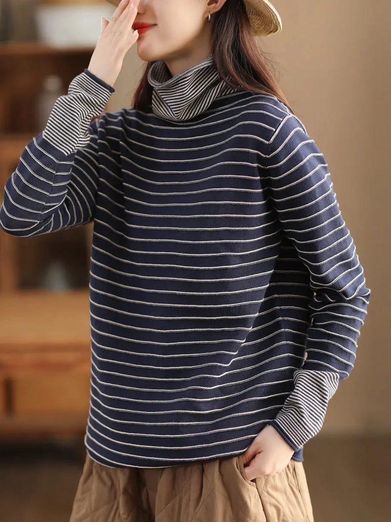 Spliced Turtleneck Warm Sweatshirt