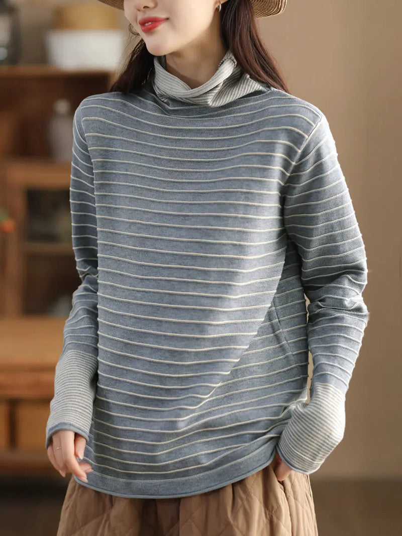 Spliced Turtleneck Warm Sweatshirt