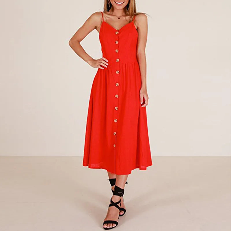 Leisure Fashionable High Backless Midi Dresses