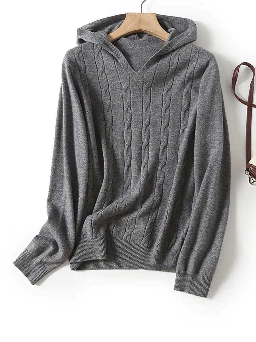 Twist Hooded Wool Sweater