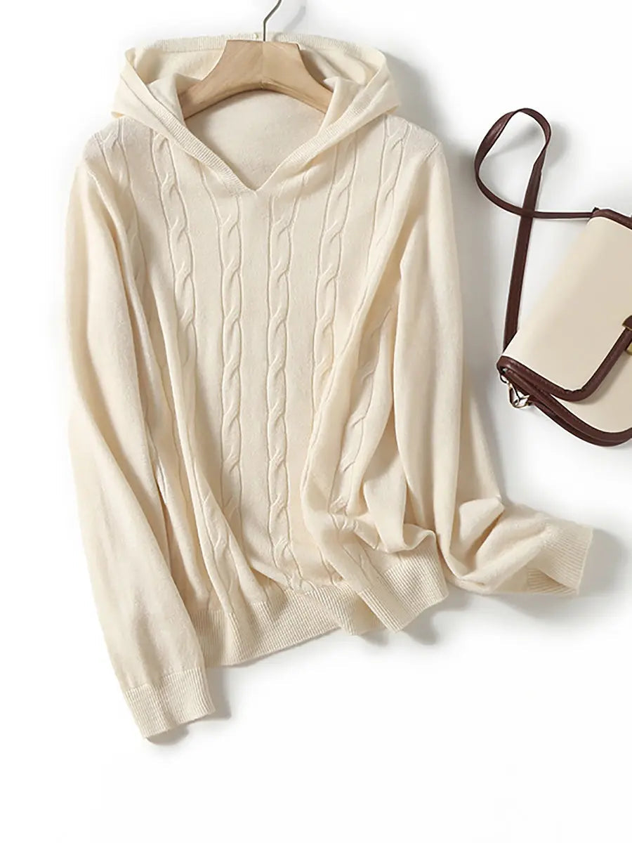 Twist Hooded Wool Sweater