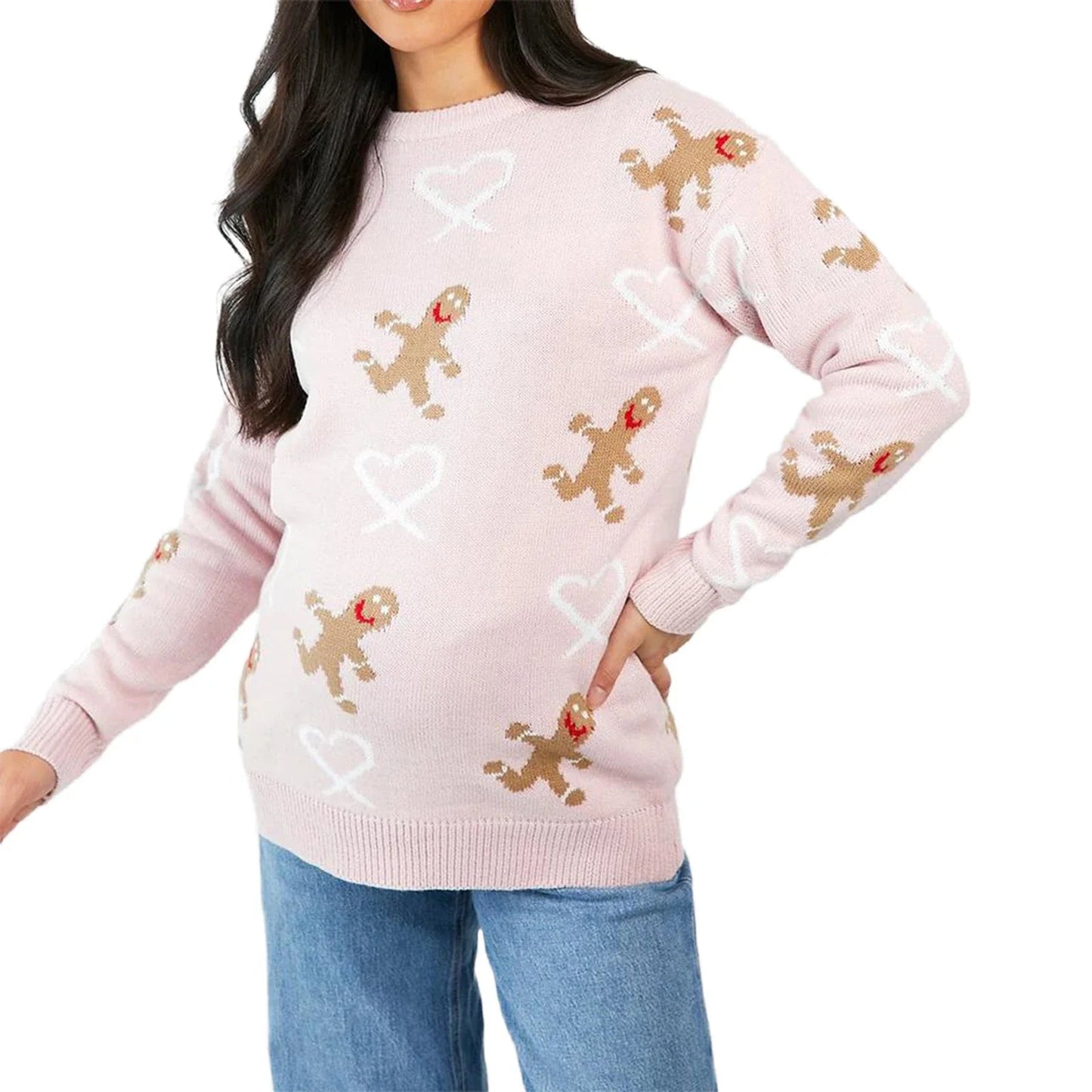 Gingerbread Christmas Sweater - Long Sleeve Loose Fit