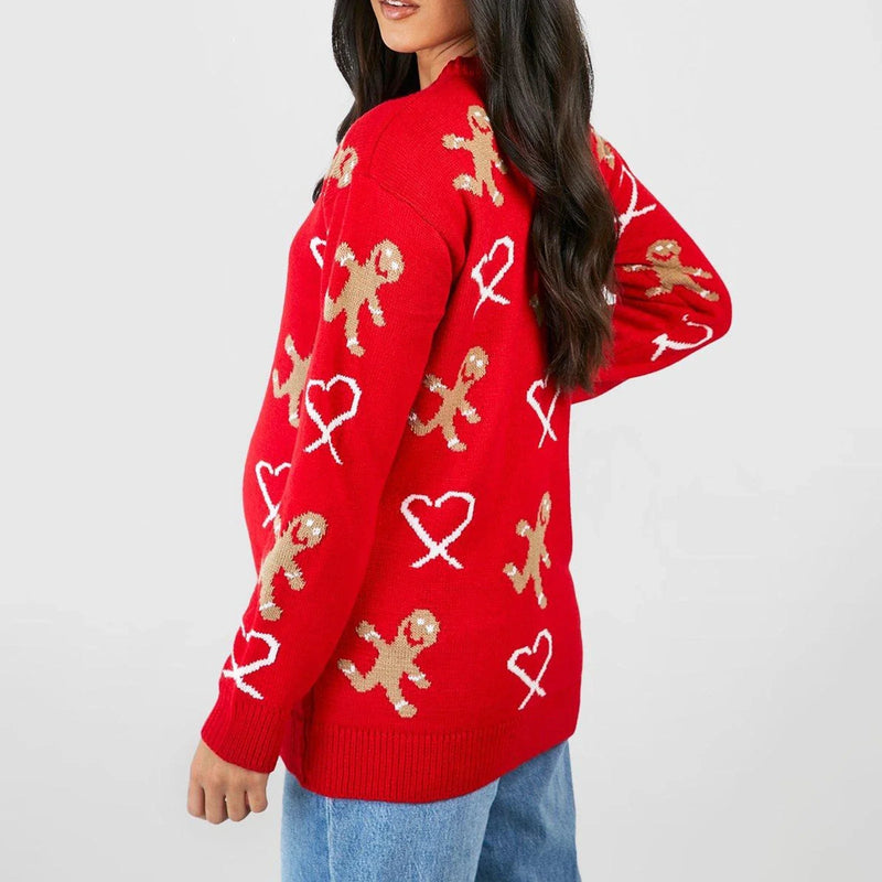 Gingerbread Christmas Sweater - Long Sleeve Loose Fit