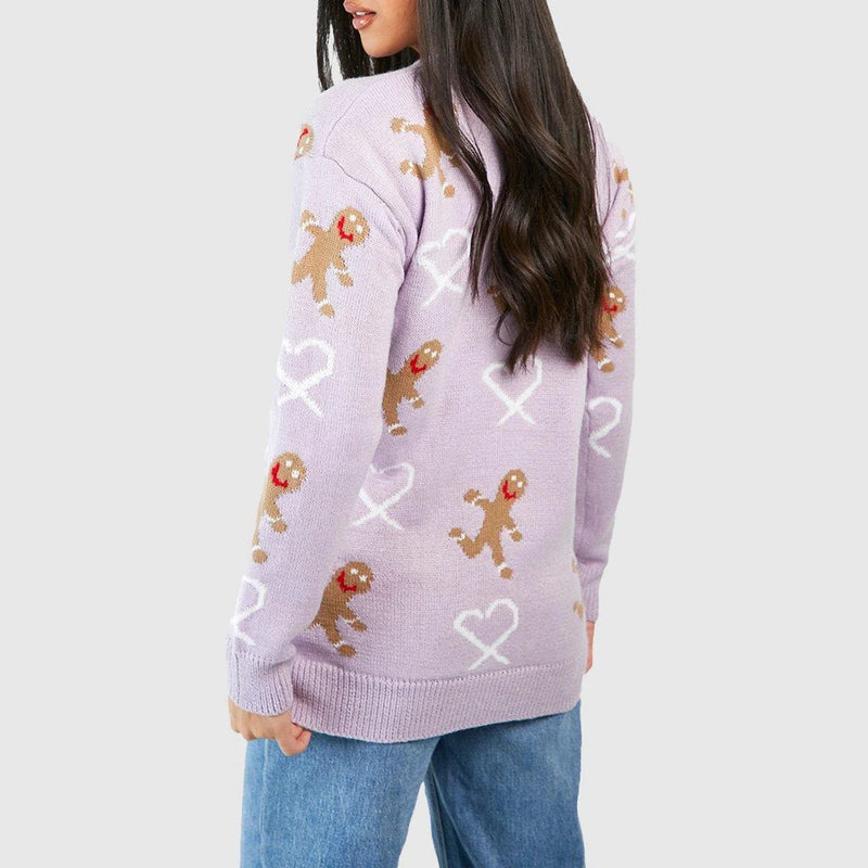 Gingerbread Christmas Sweater - Long Sleeve Loose Fit